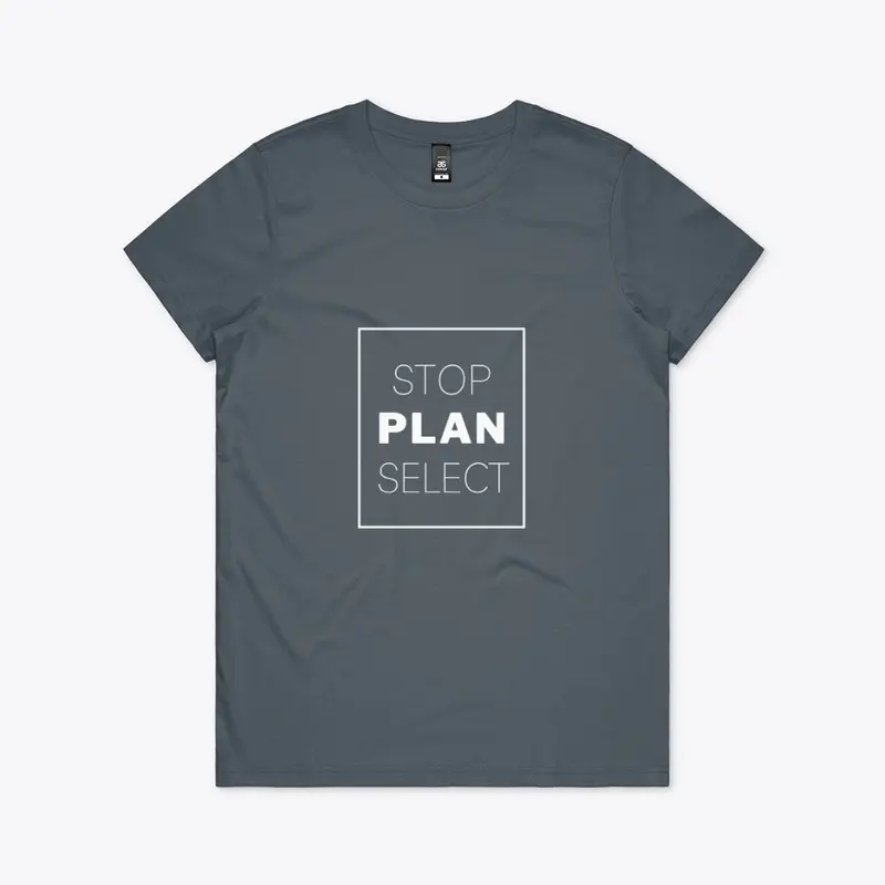 Text: Stop Plan Select (White)